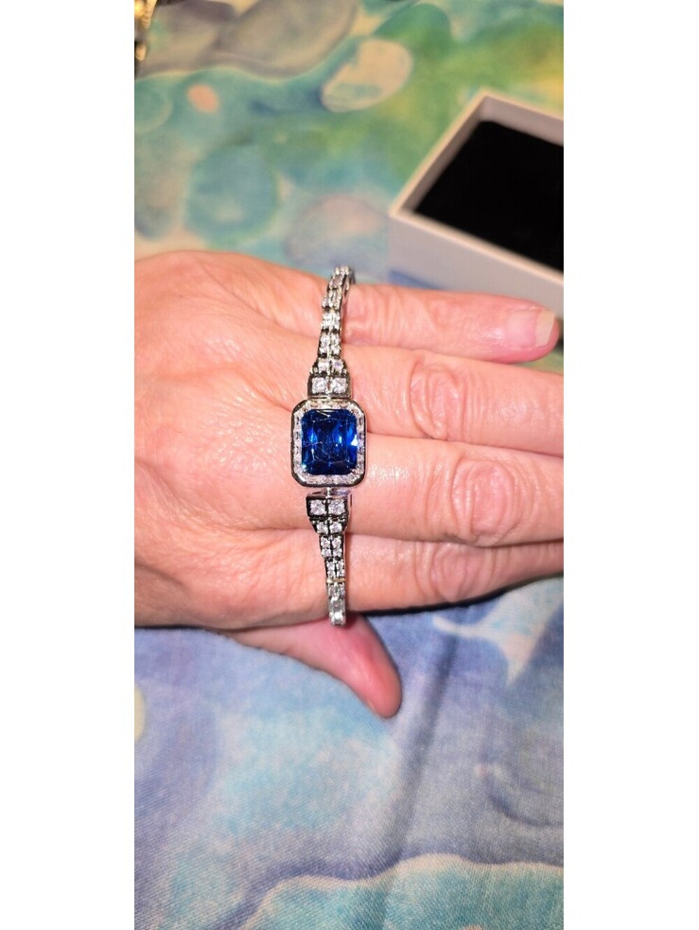 Costume Kashmir Sapphire and CZ bracelet.  Fits wrists 7.5 to 8"